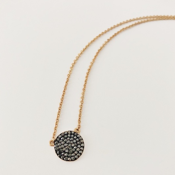 Express gold gunmetal pavè disc necklace - Picture 2 of 5